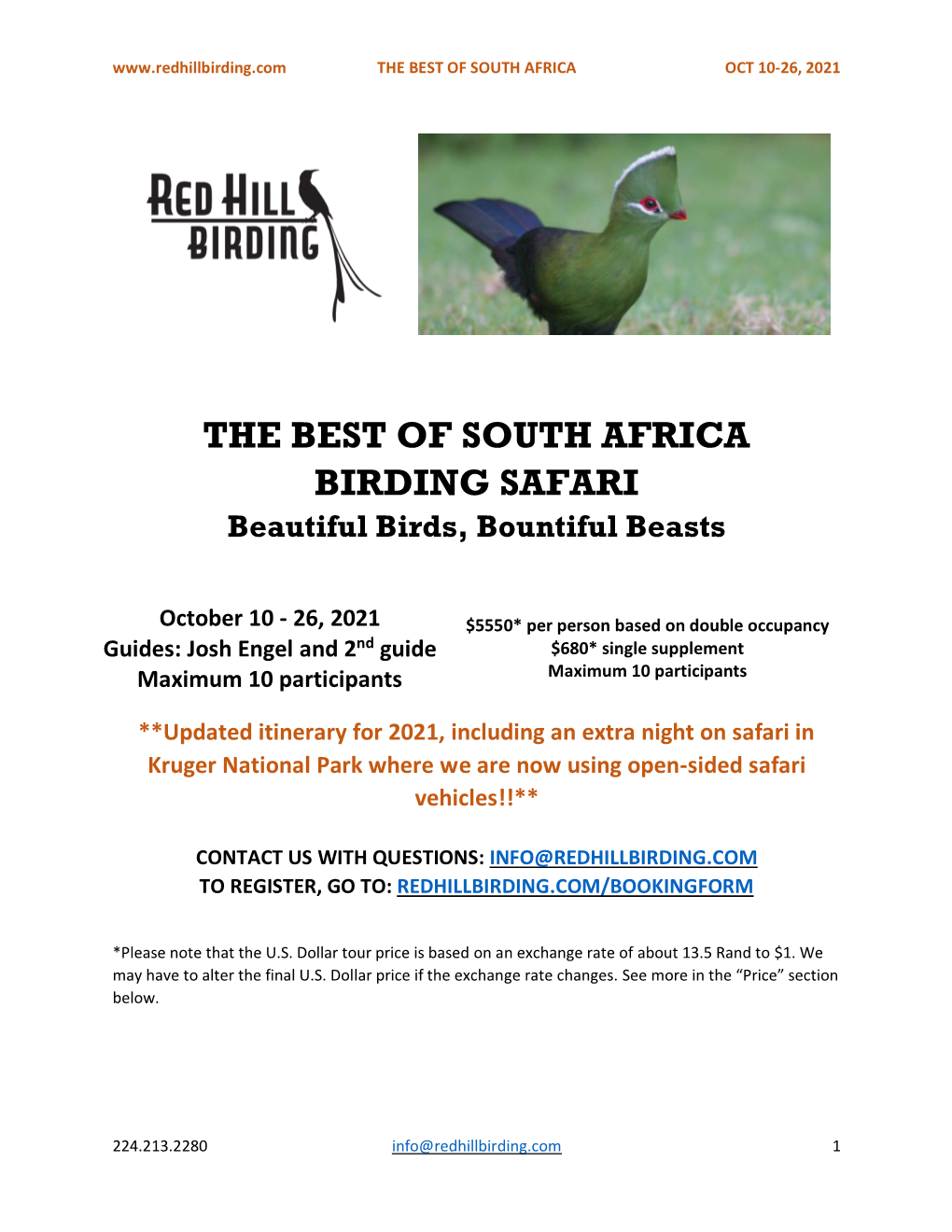 The Best of South Africa Birding Safari