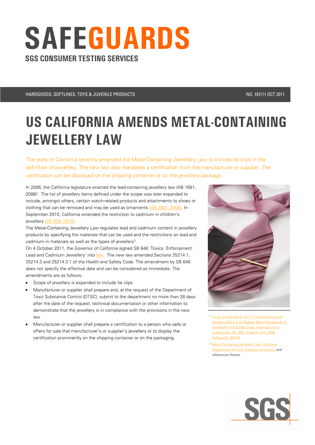 SGS-Safeguards 18711-US CALIFORNIA AMENDS METAL