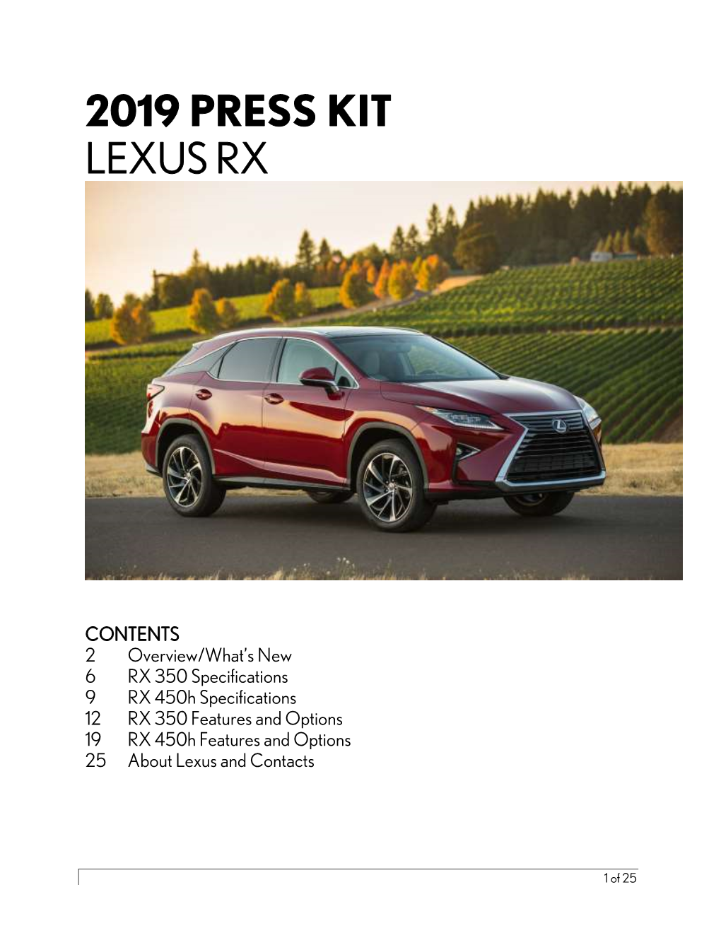 2019 Press Kit Lexus Rx