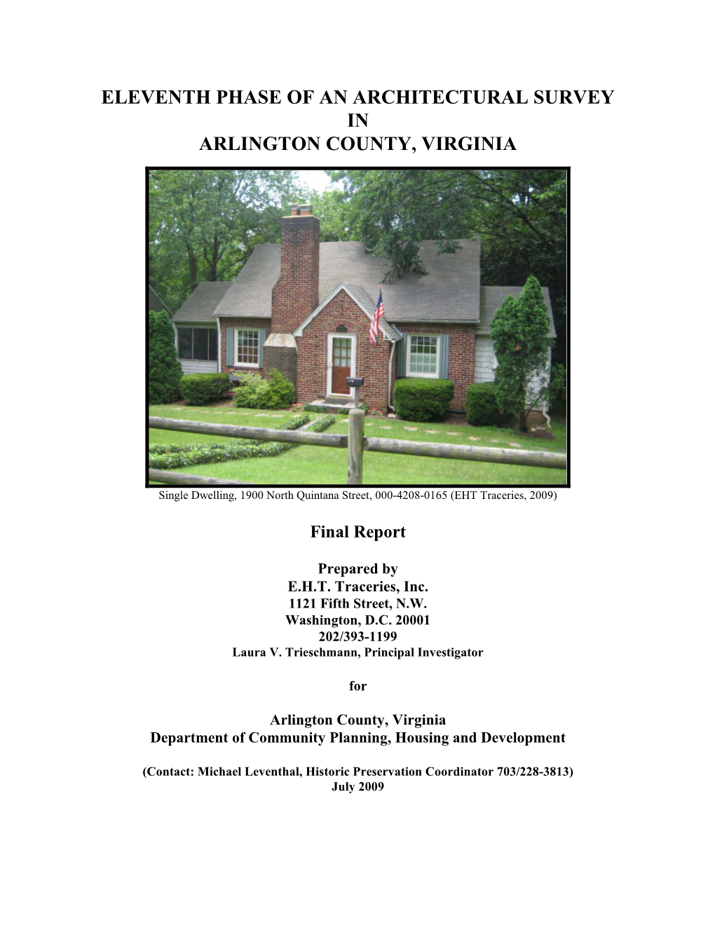 Eleventh Phase of an Architectural Survey in Arlington County, Virginia