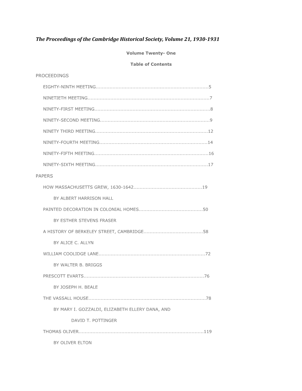 Proceedings Volume 21 – 1930–1931