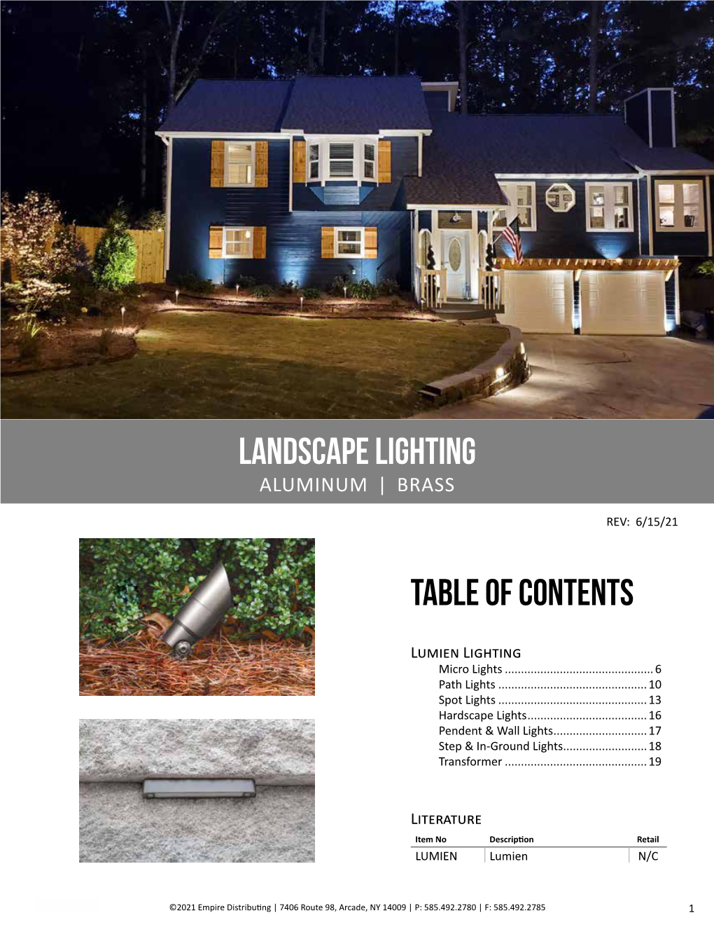 Table of Contents Landscape Lighting