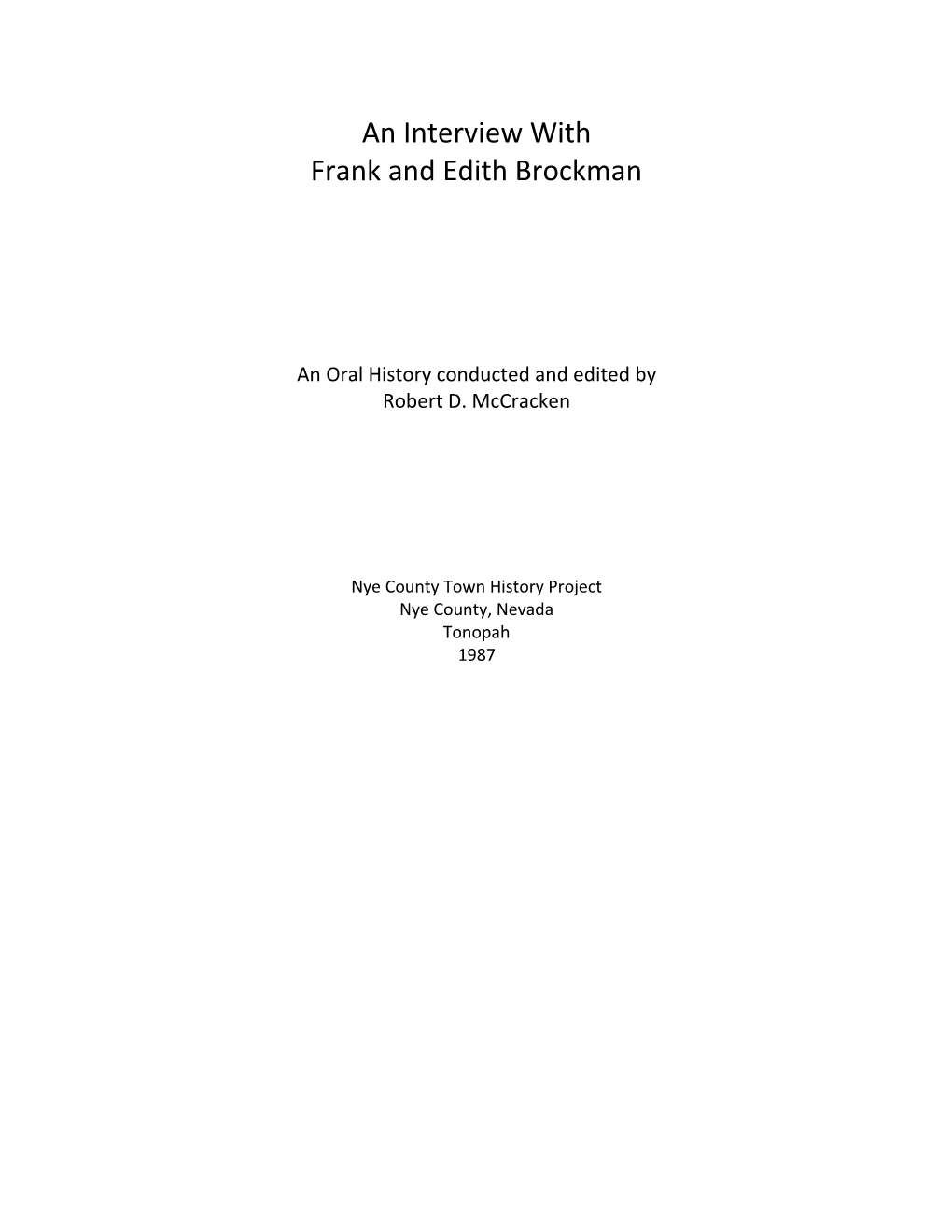 Frank and Edith Brockman