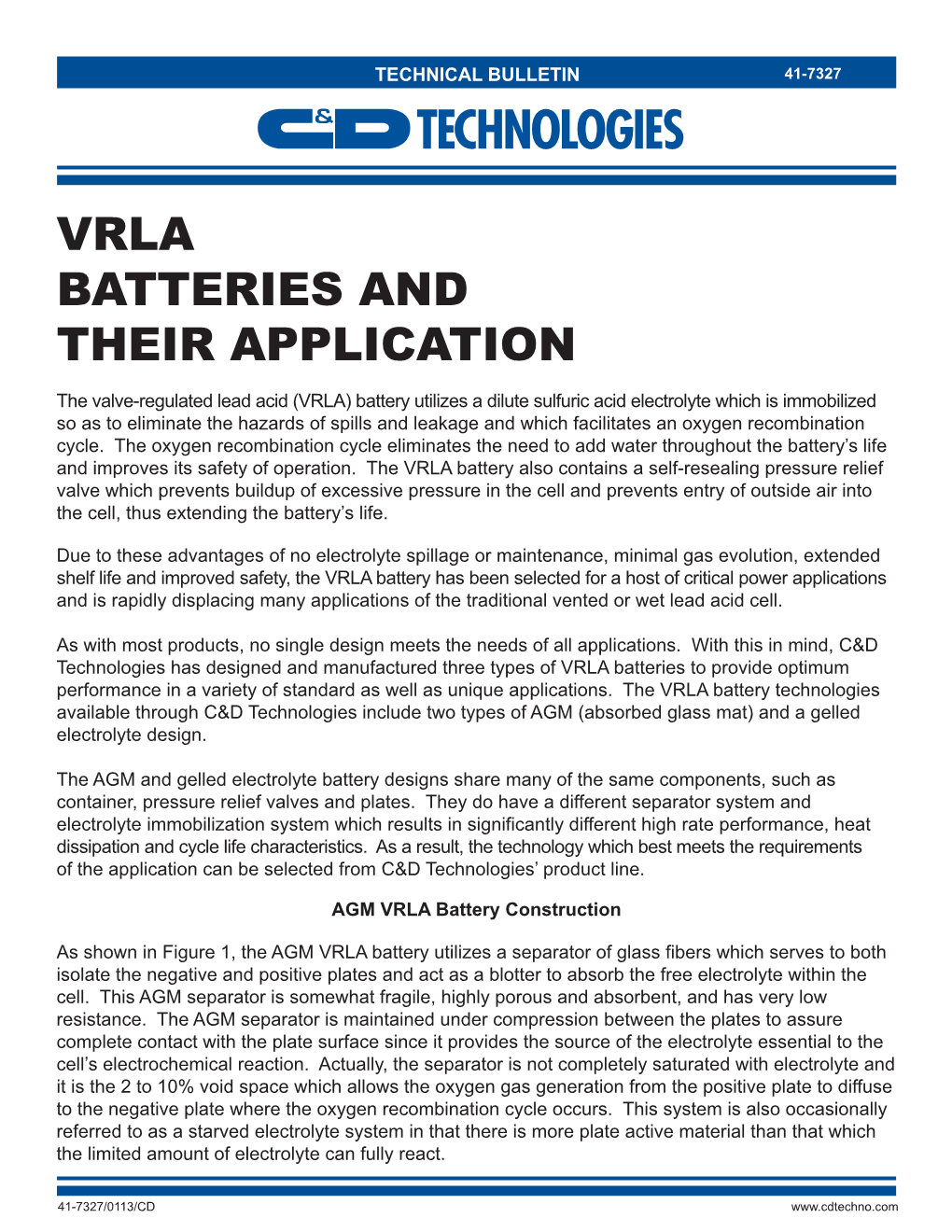 41-7327 VRLA Battery & Application