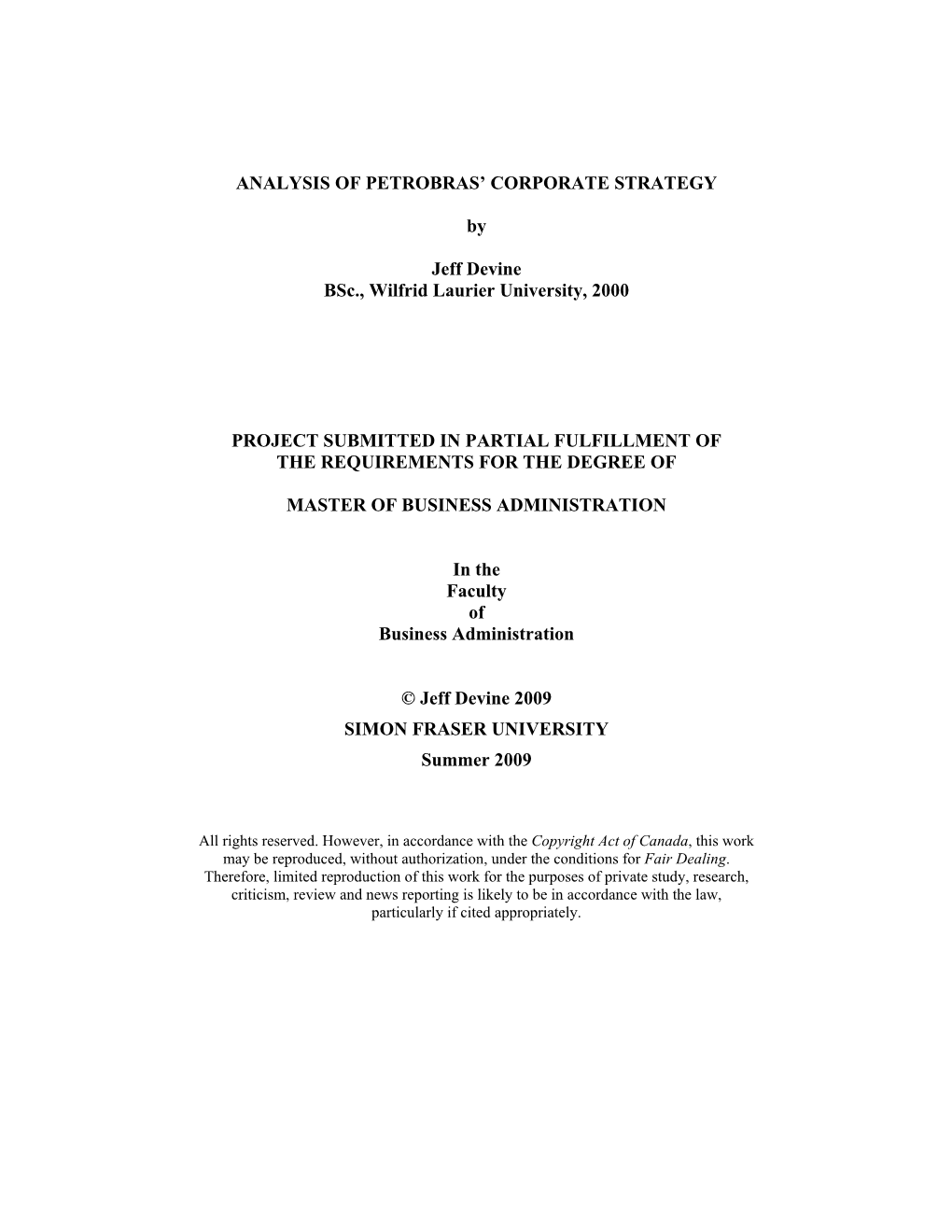 ANALYSIS of PETROBRAS' CORPORATE STRATEGY by Jeff