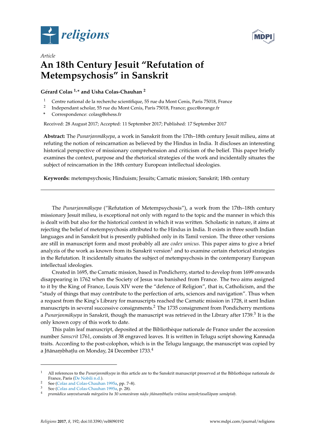 “Refutation of Metempsychosis” in Sanskrit