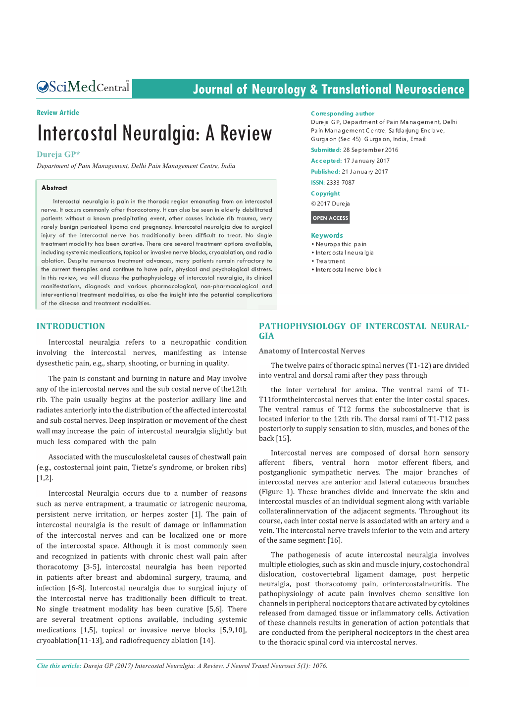 Intercostal Neuralgia