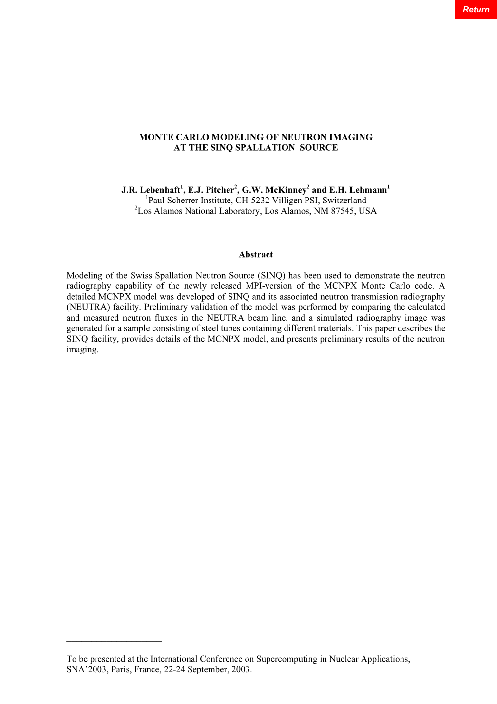 Monte Carlo Modeling of Neutron Imaging at the Sinq Spallation Source