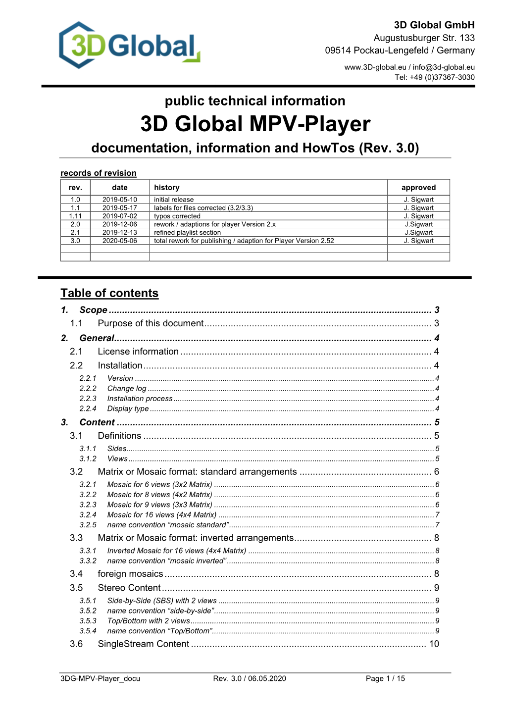 3D Global MPV-Player Documentation, Information and Howtos (Rev