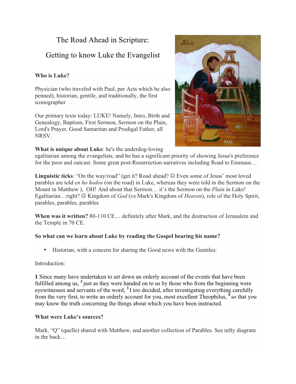 The Road Ahead in Scripture: Getting to Know Luke the Evangelist