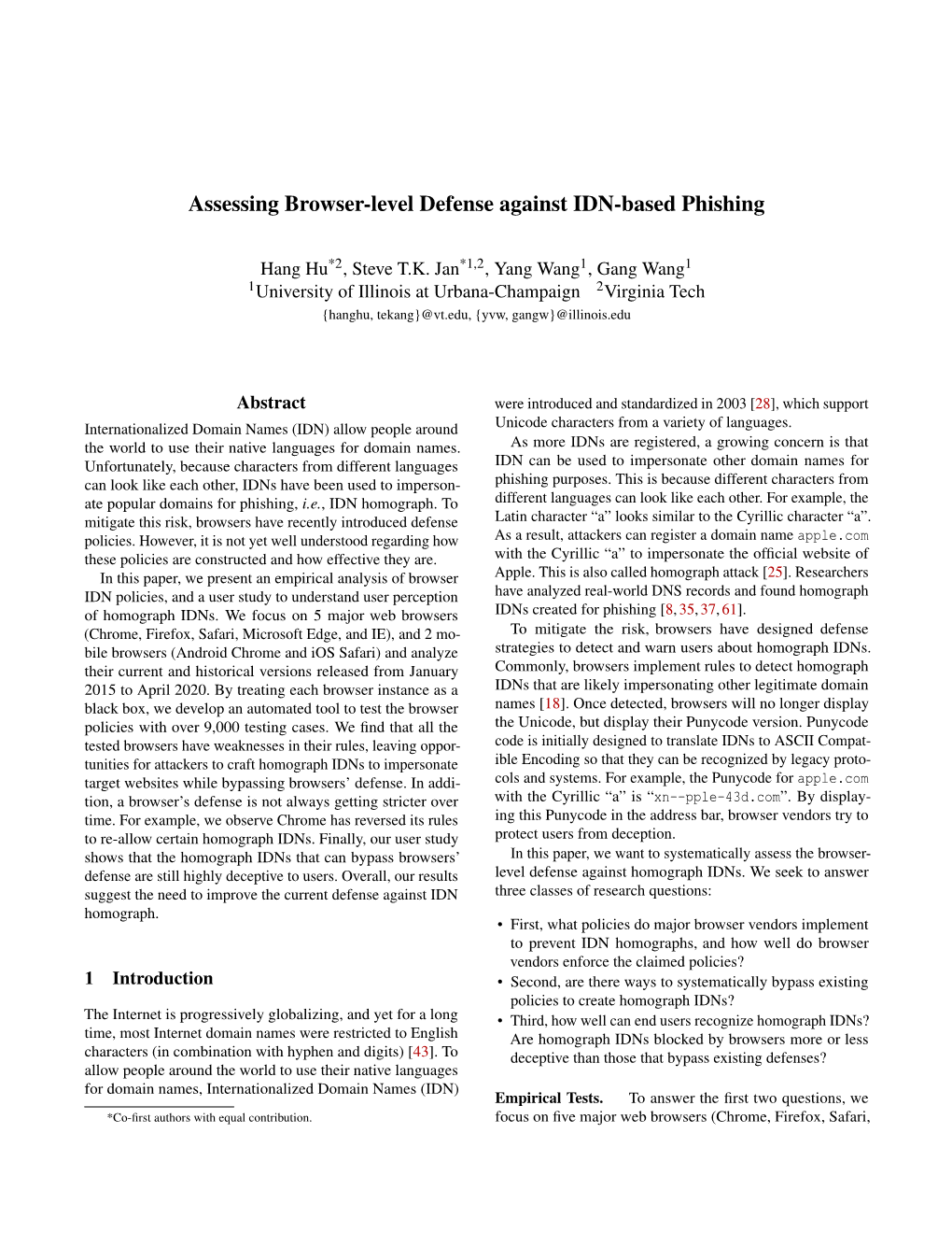 Assessing Browser-Level Defense Against IDN-Based Phishing