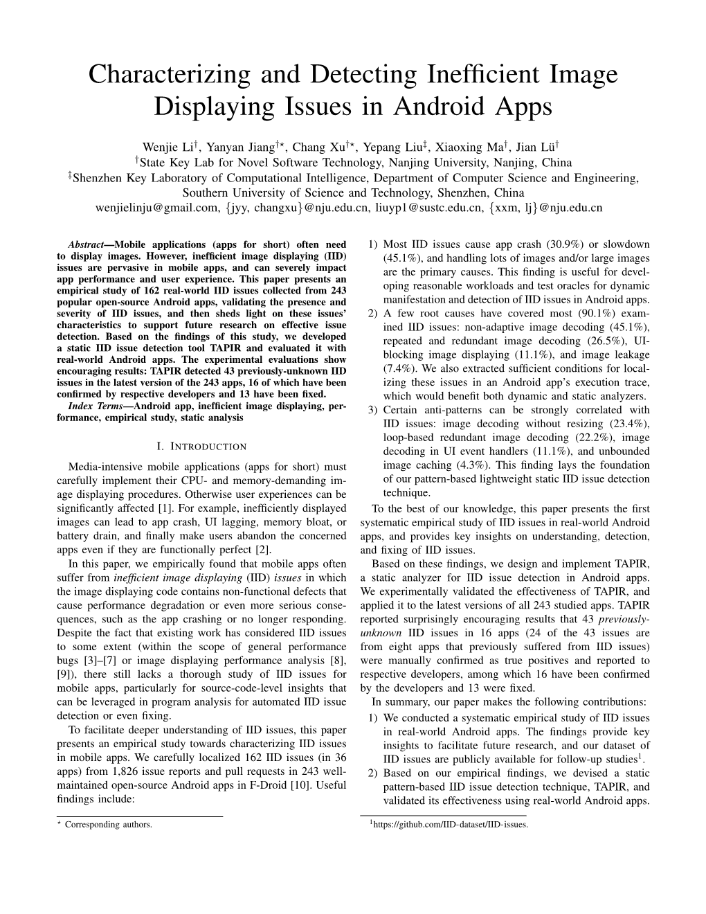 Characterizing and Detecting Inefficient Image Displaying Issues