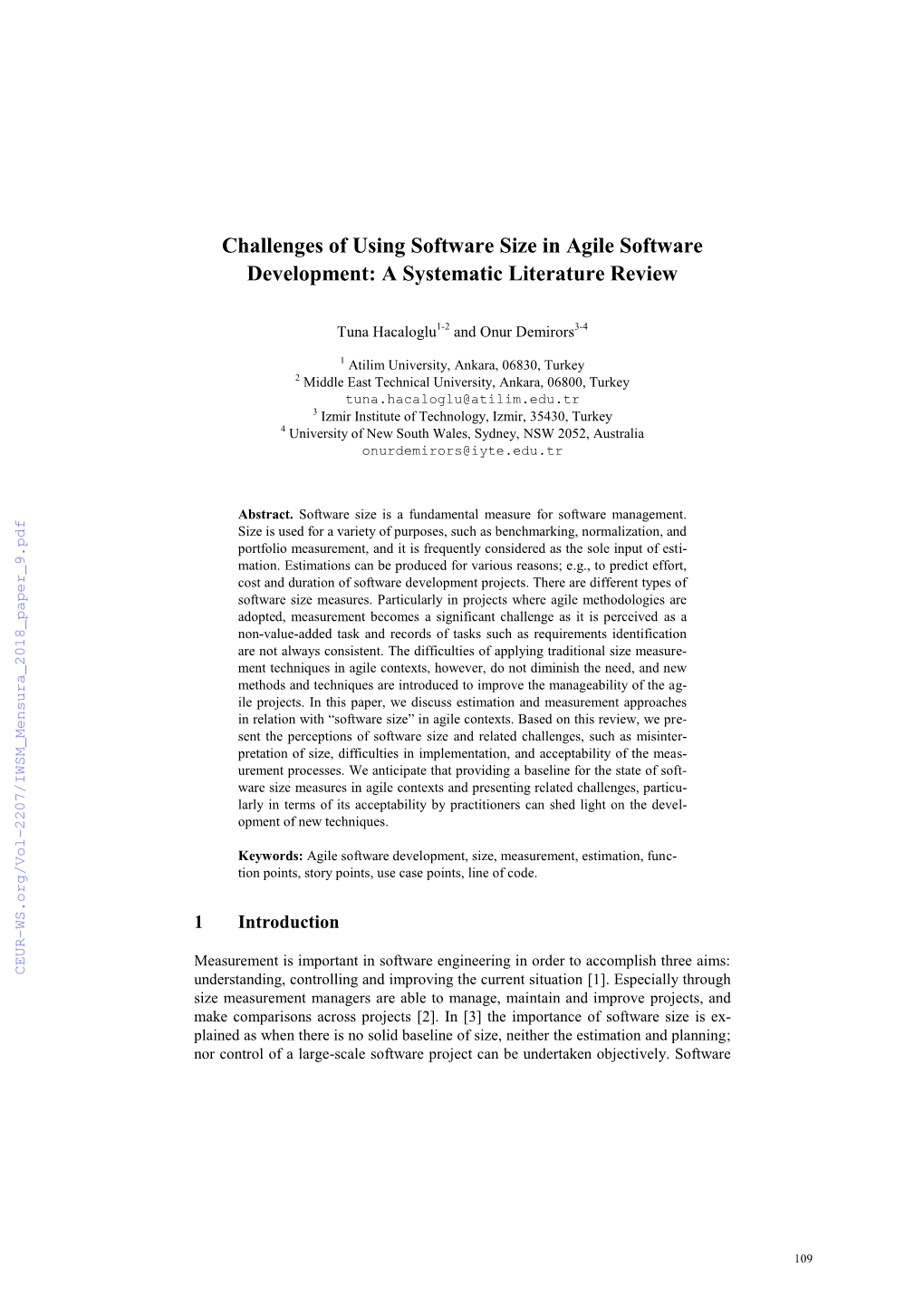 Challenges of Using Software Size in Agile Software Development: a Systematic Literature Review