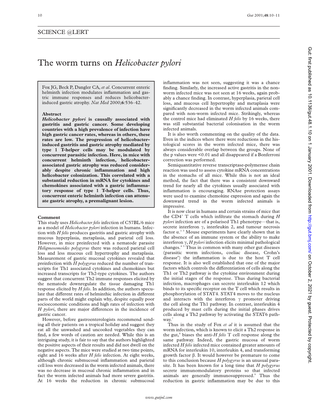 The Worm Turns on Helicobacter Pylori