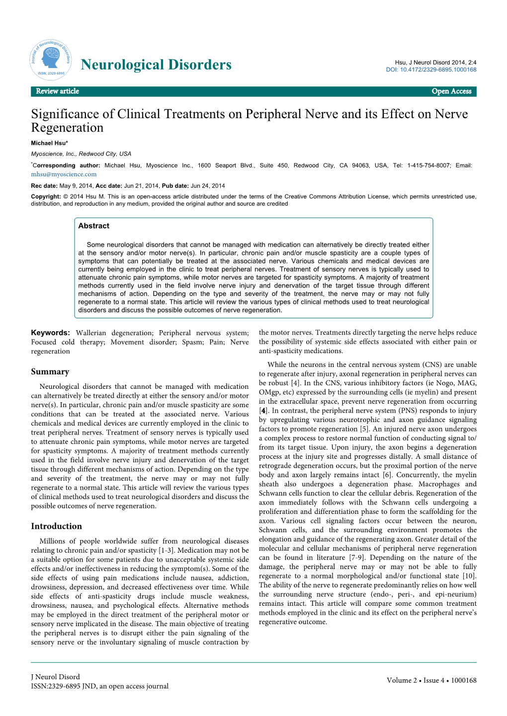 Significance of Clinical Treatments on Peripheral Nerve and Its Effect On