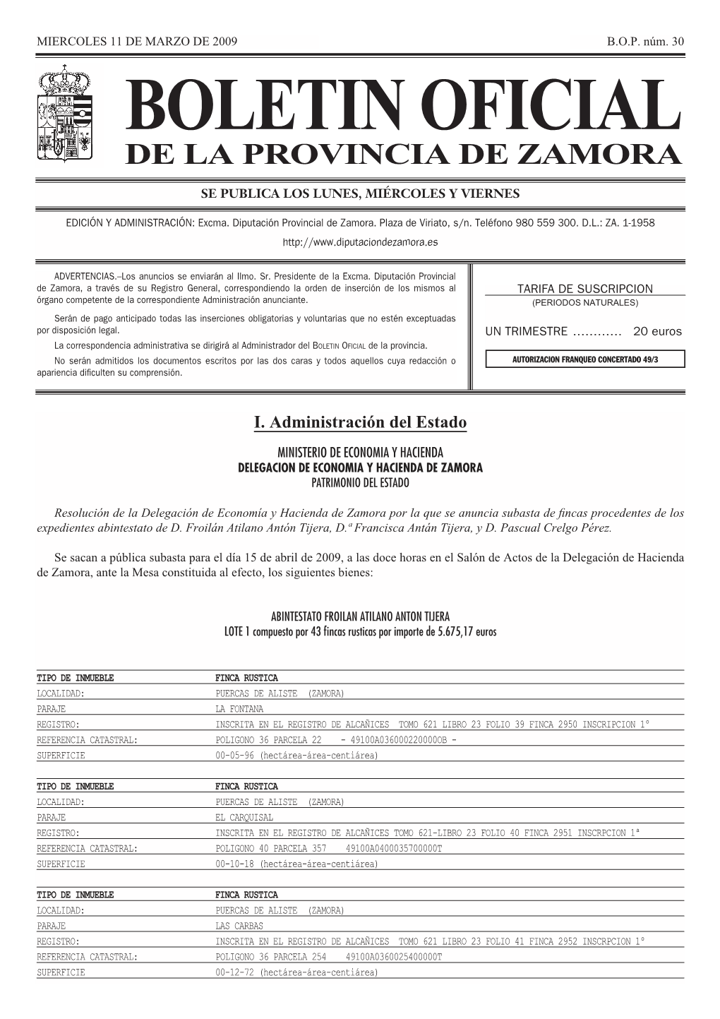 Boletin Oficial De La Provincia De Zamora