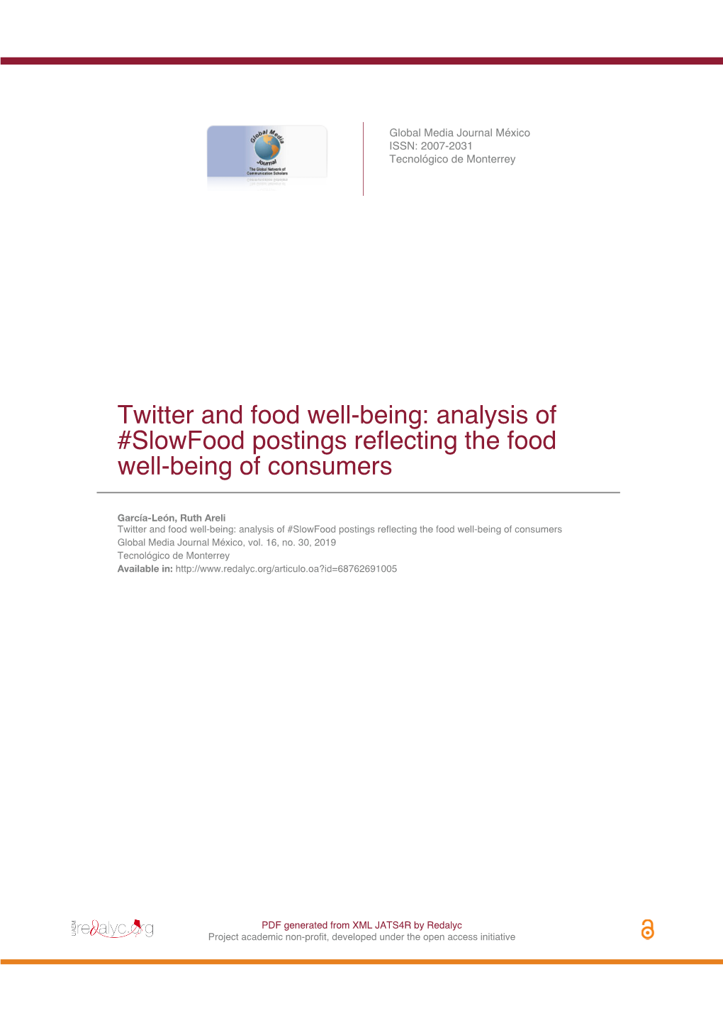 Twitter and Food Well-Being: Analysis of #Slowfood Postings Reflecting the Food Well-Being of Consumers