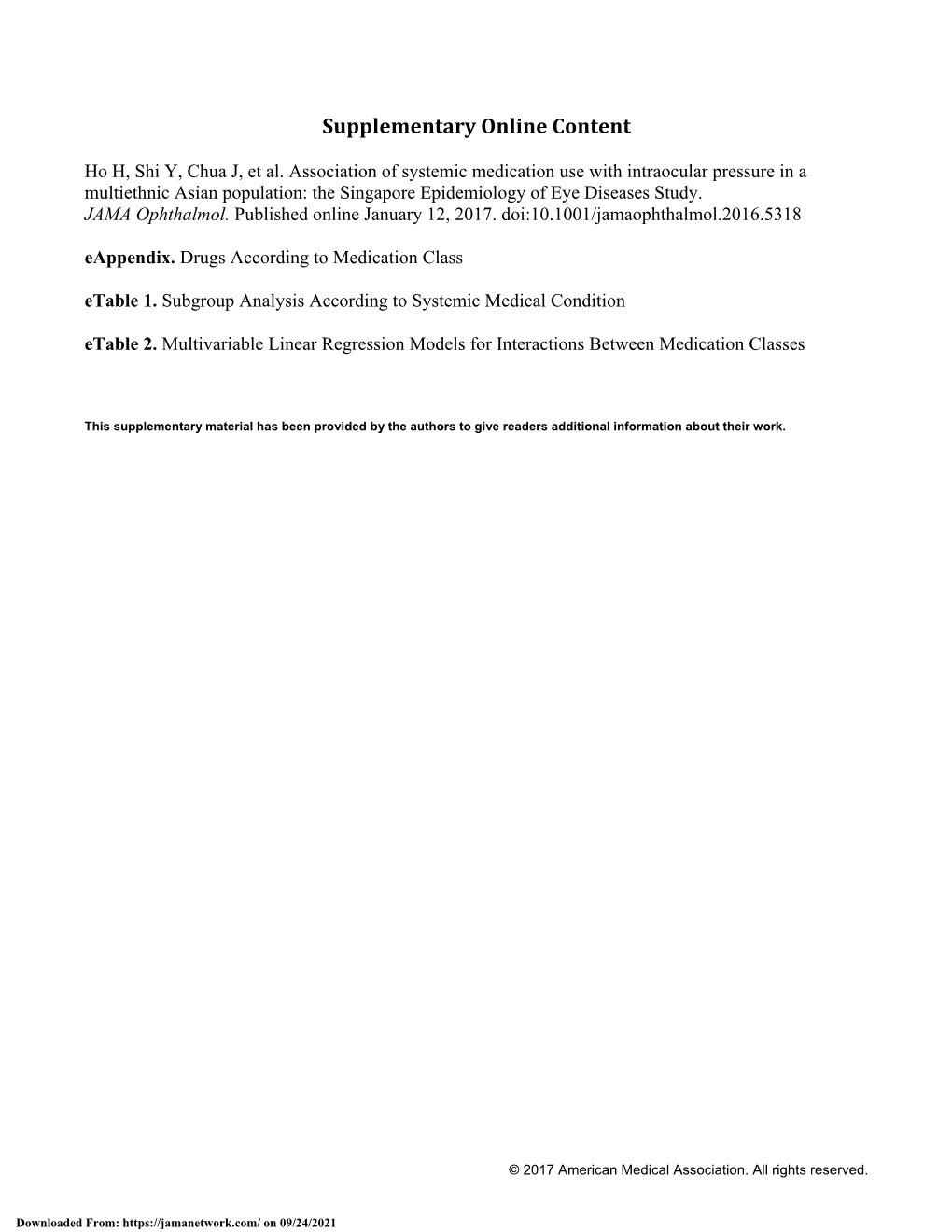 Association of Systemic Medication Use with Intraocular Pressure in a Multiethnic Asian Population: the Singapore Epidemiology of Eye Diseases Study