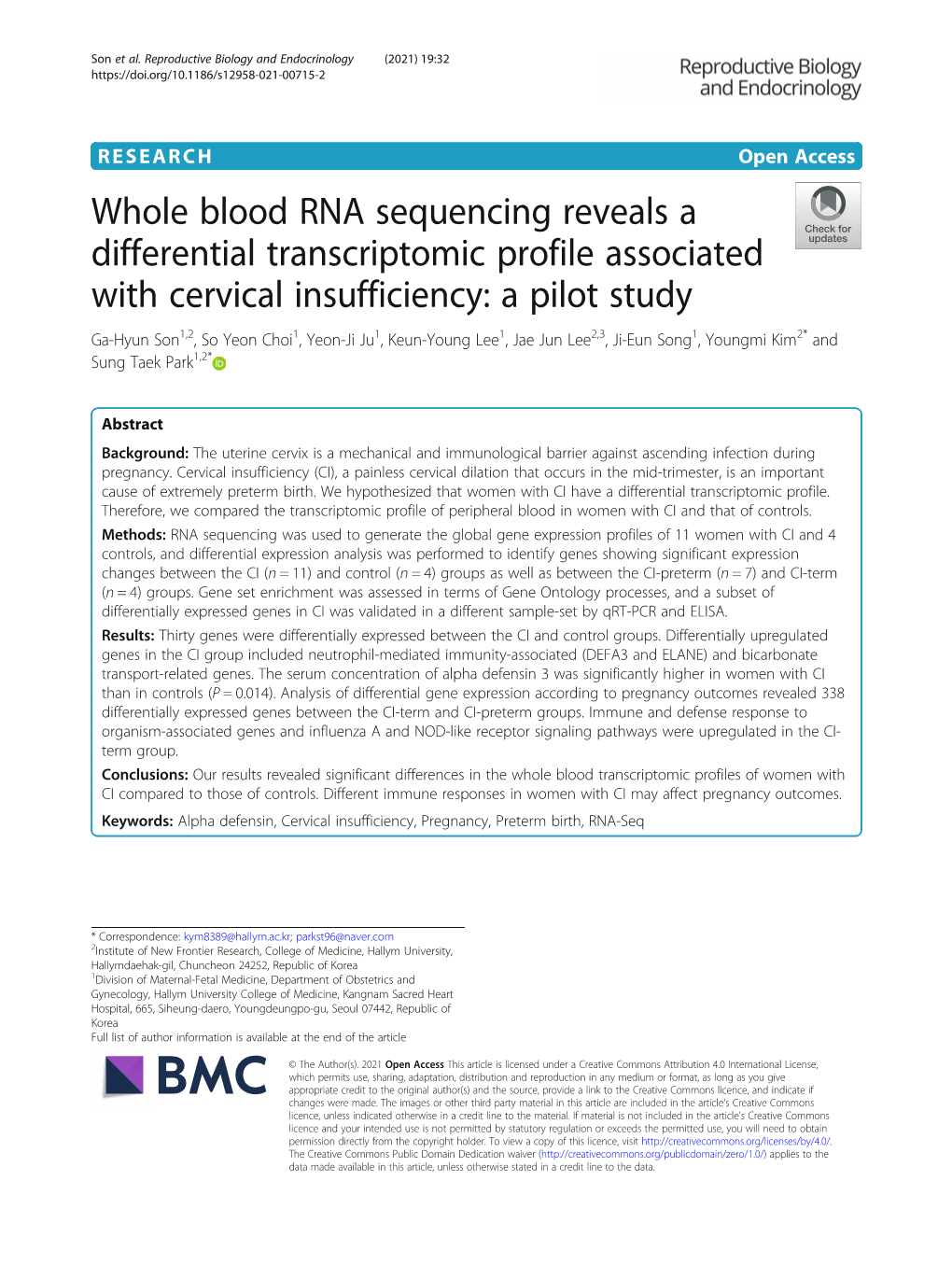 Whole Blood RNA Sequencing Reveals a Differential Transcriptomic Profile