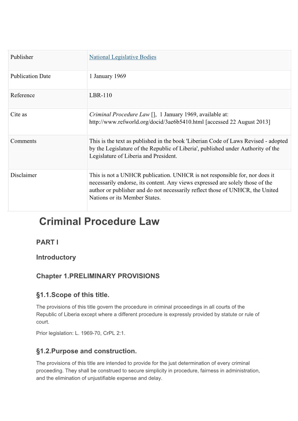 Criminal Procedure Law 1969