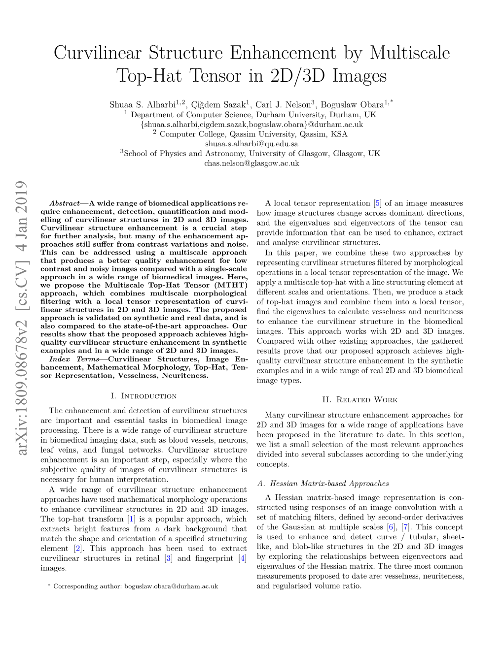 Curvilinear Structure Enhancement by Multiscale Top-Hat Tensor in 2D/3D Images
