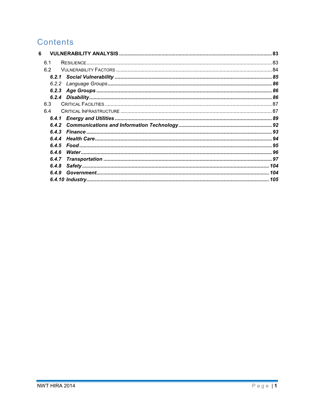 Contents 6 VULNERABILITY ANALYSIS