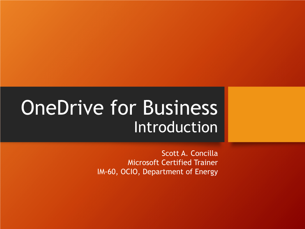Onedrive for Business Introduction