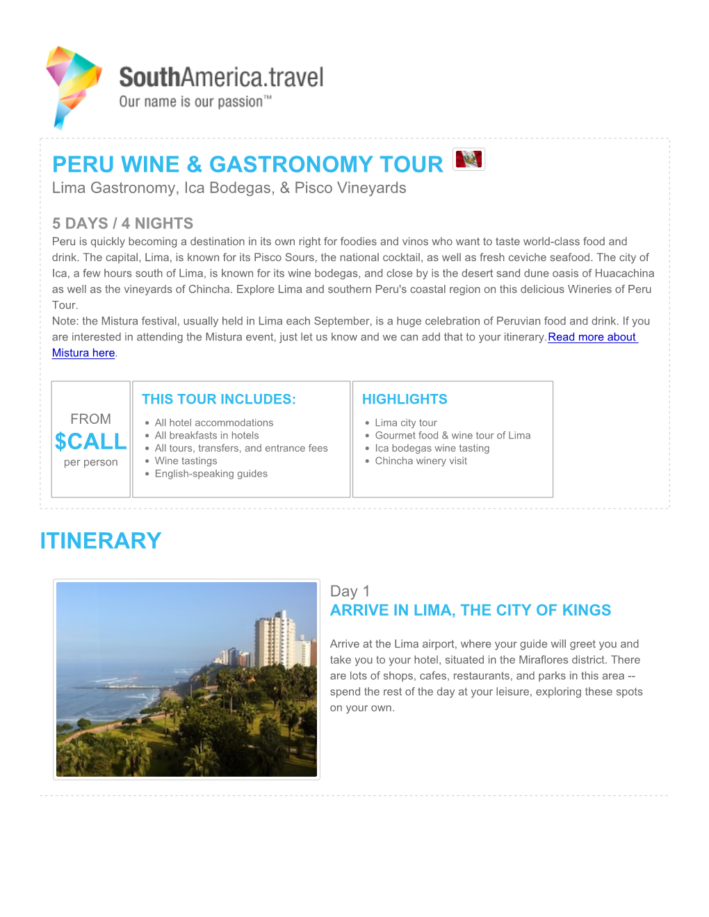 Peru Wine & Gastronomy Tour