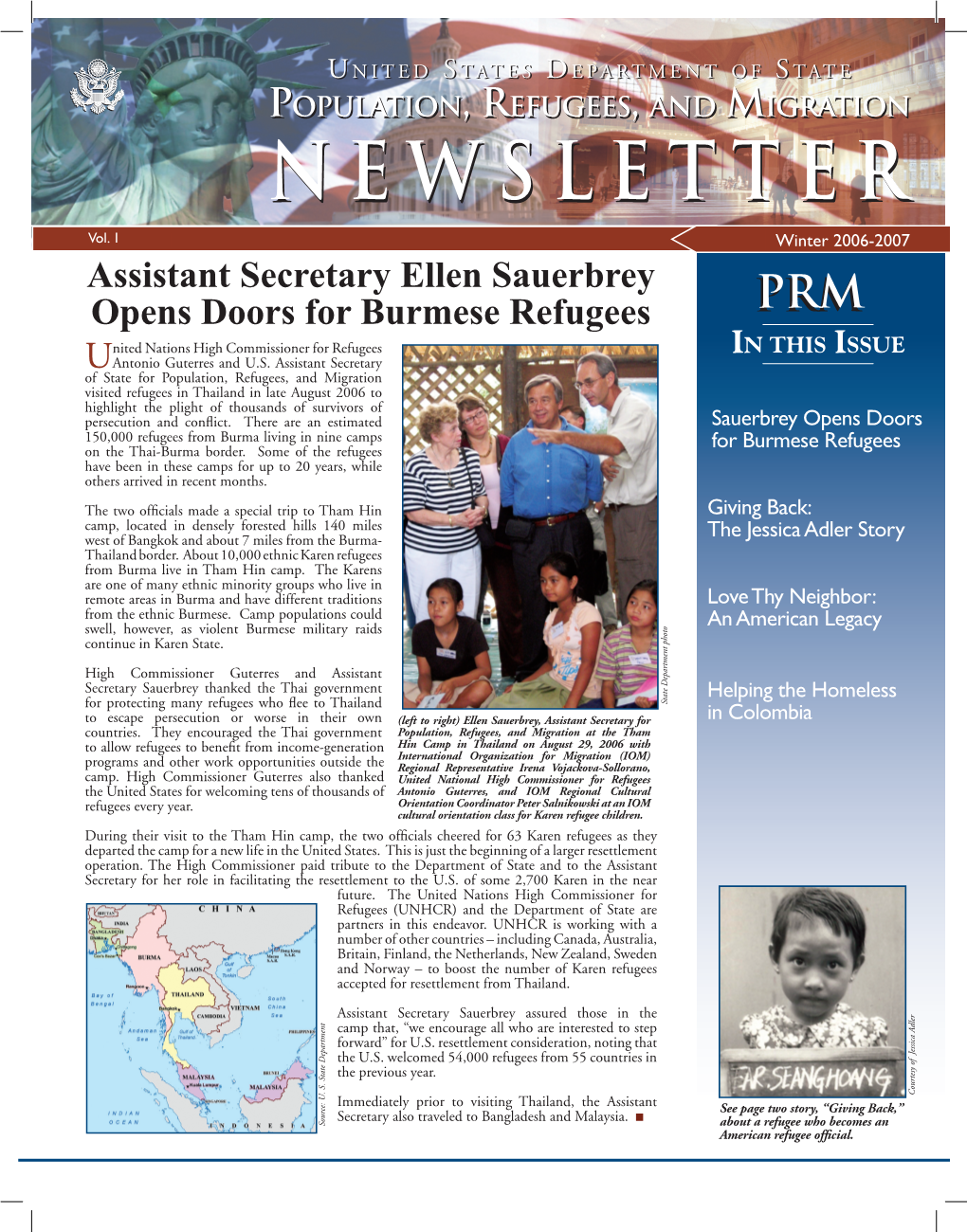 Newsletter Popul Ation, Refugees, and Migration Newsletter Page  Helping the Homeless in Colombia