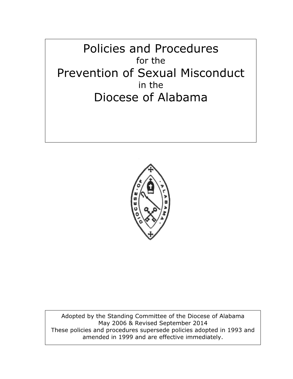 Policies and Procedures Prevention of Sexual Misconduct Diocese of Alabama