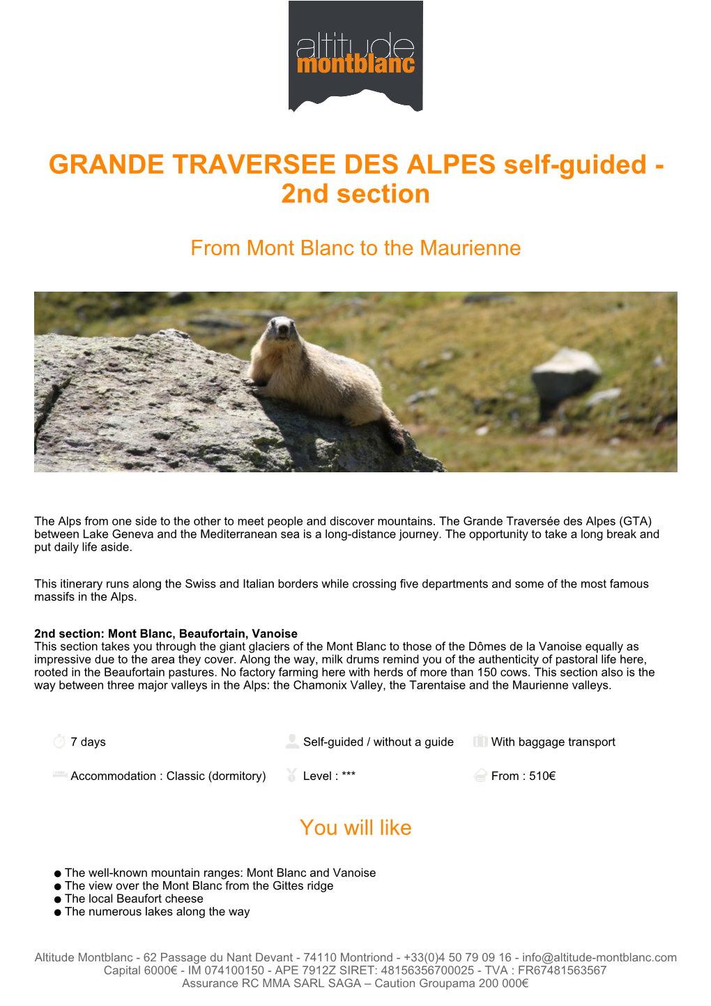 GRANDE TRAVERSEE DES ALPES Self-Guided - 2Nd Section