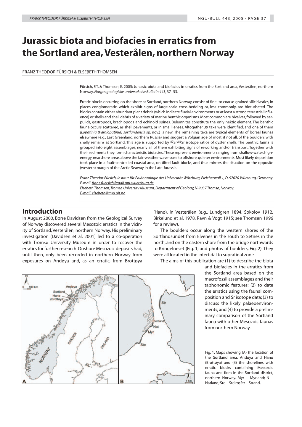 Jurassic Biota and Biofacies in Erratics from the Sortland Area, Vesterålen, Northern Norway