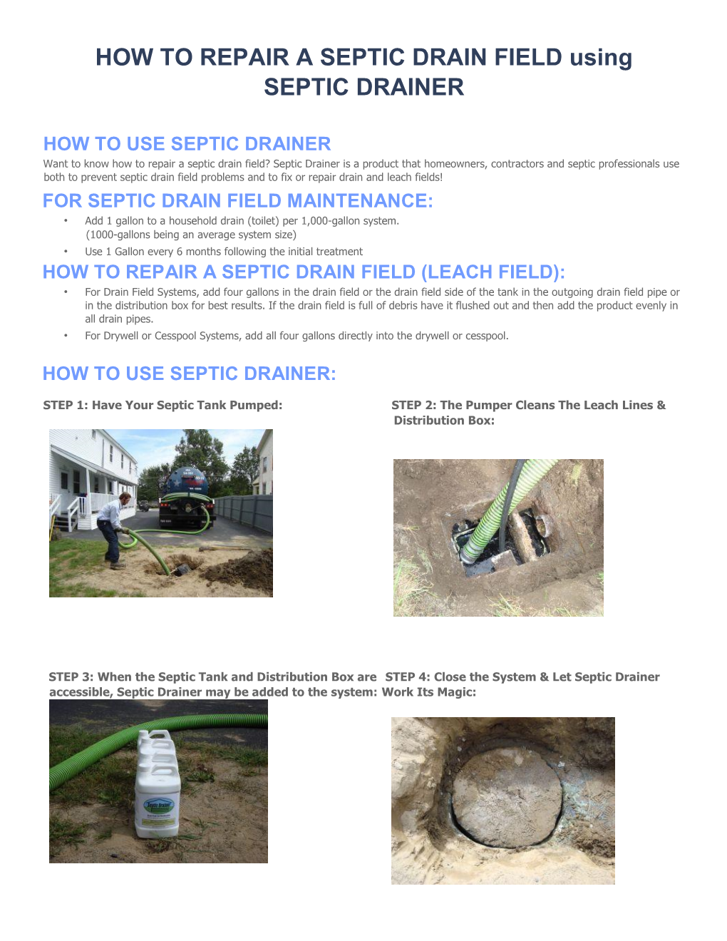 HOW to REPAIR a SEPTIC DRAIN FIELD Using SEPTIC DRAINER