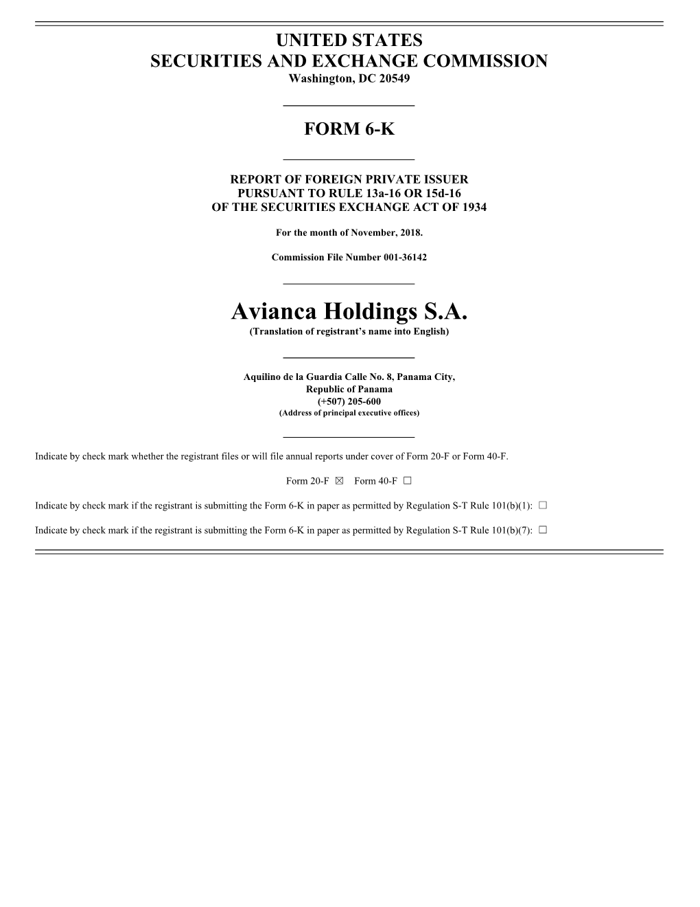 Avianca Holdings S.A. (Translation of Registrant’S Name Into English)