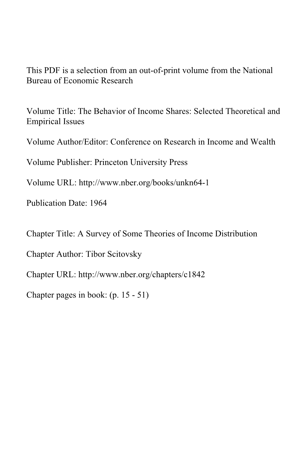 A Survey of Some Theories of Income Distribution