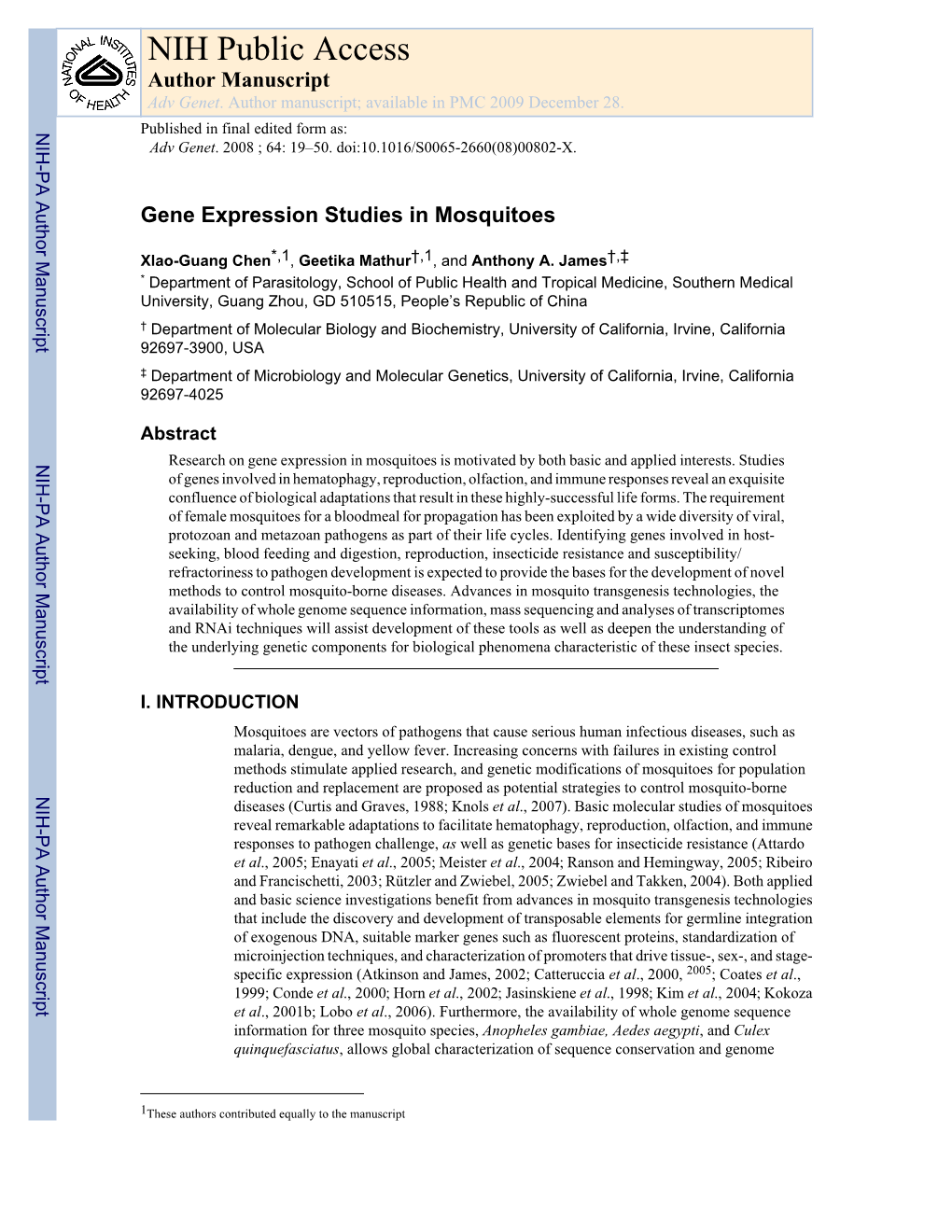 NIH Public Access Author Manuscript Adv Genet