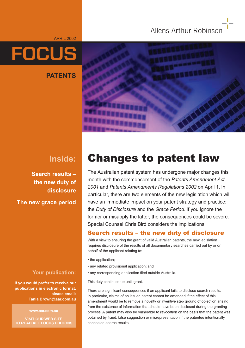 Changes to Patent Law