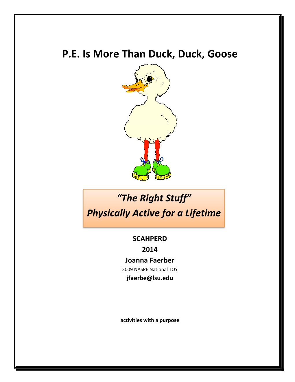P.E. Is More Than Duck, Duck, Goose
