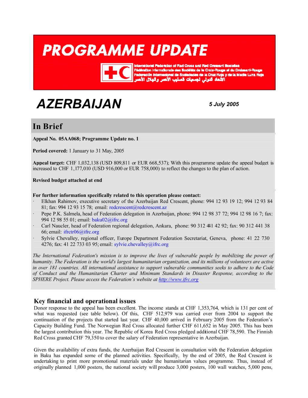 AZERBAIJAN 5 July 2005