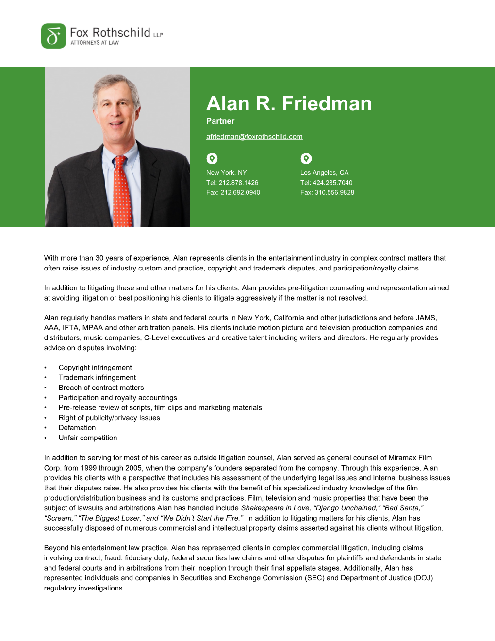 Alan R. Friedman Partner
