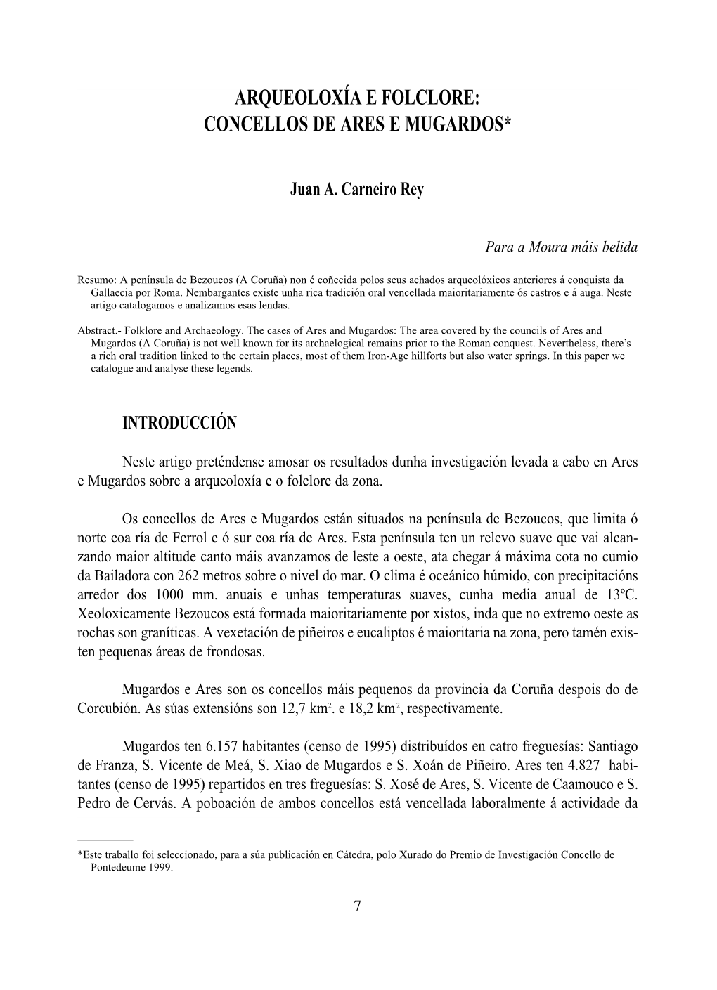 Arqueoloxía E Folclore: Concellos De Ares E Mugardos*