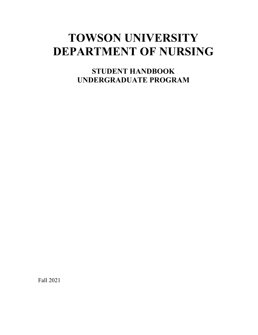 Towson University Department of Nursing