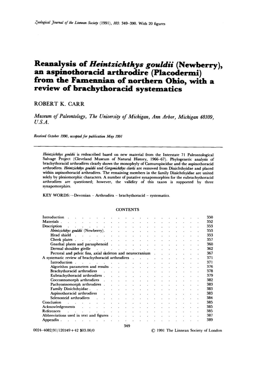 Reanalysis of Heintzichthys Gouldii 355