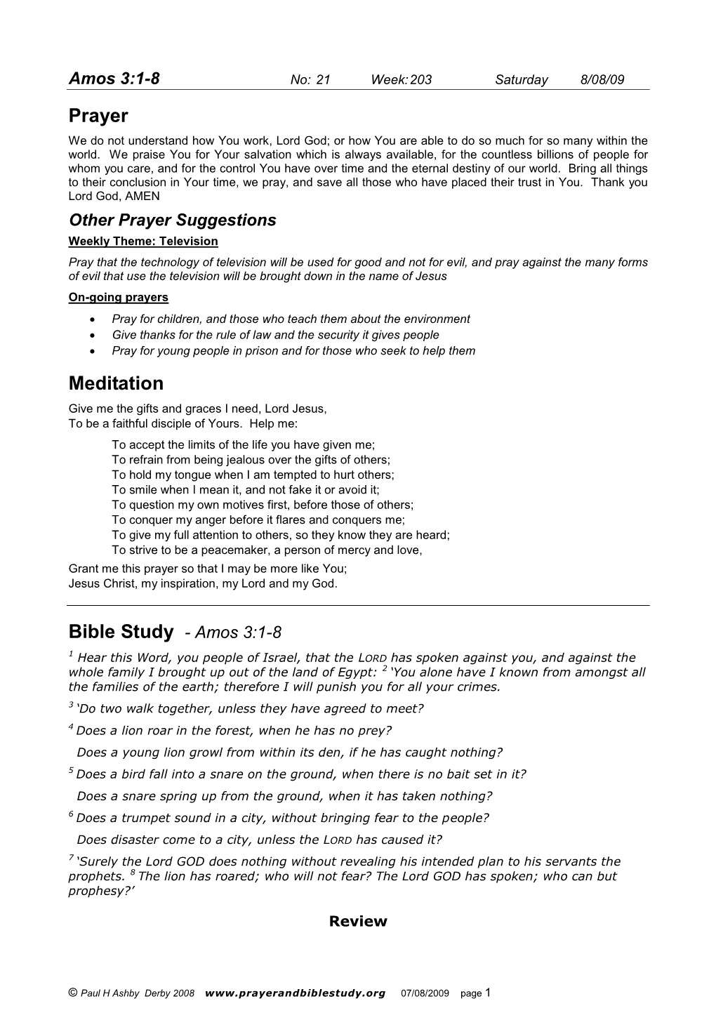 Prayer Meditation Bible Study