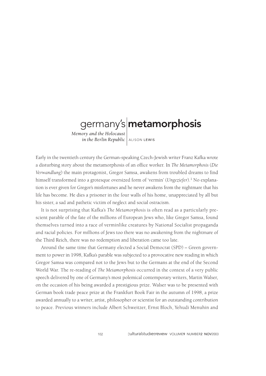 Germany's Metamorphosis