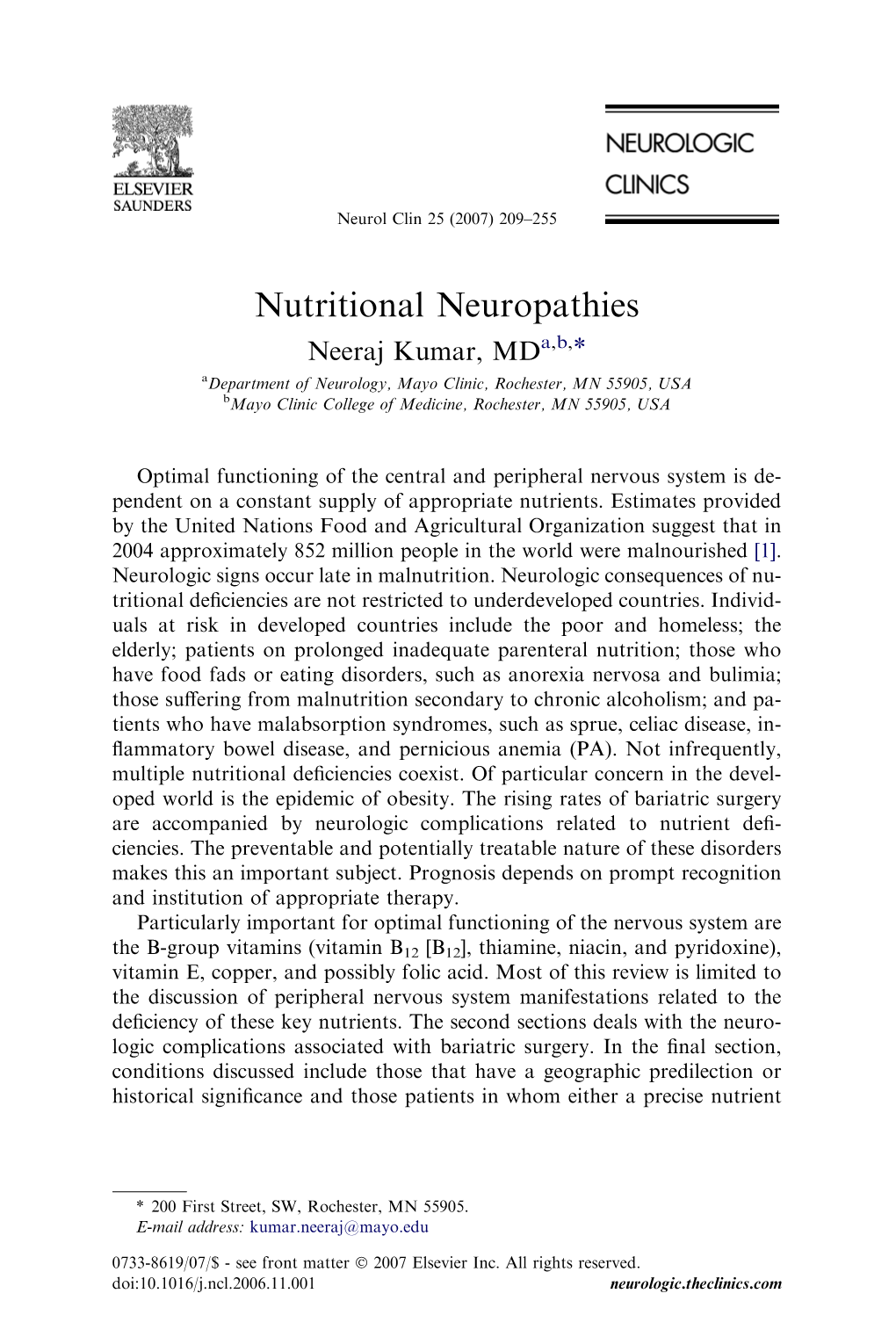 Nutritional Neuropathies