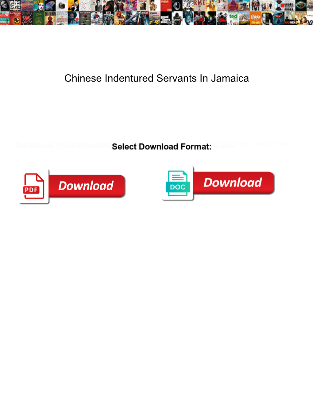 Chinese Indentured Servants in Jamaica