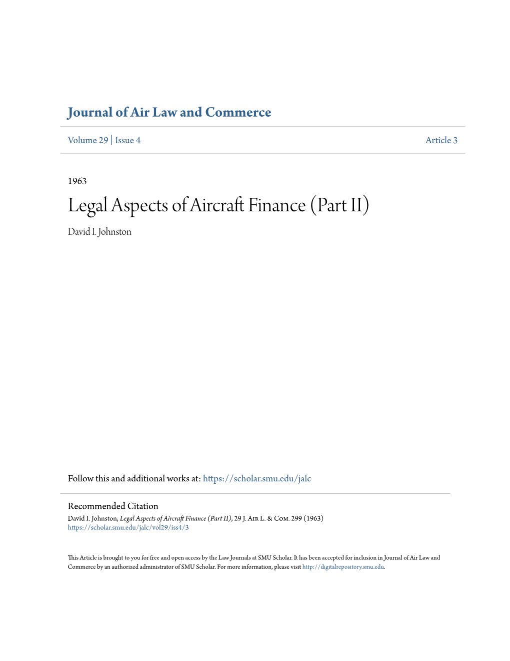 Legal Aspects of Aircraft Finance (Part