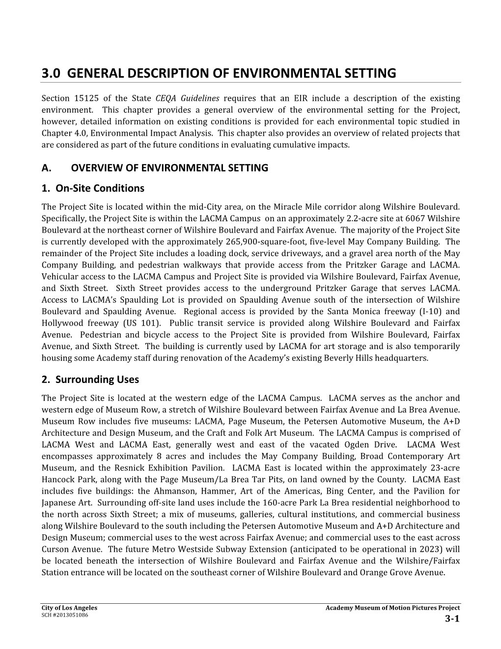 3.0 General Description of Environmental Setting