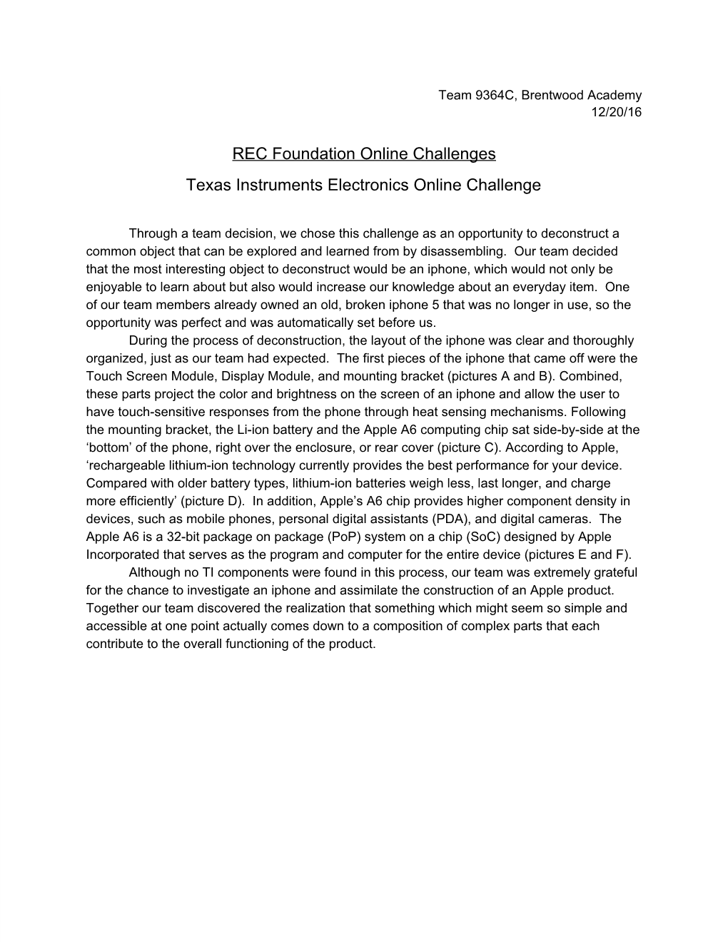 REC Foundation Online Challenges Texas Instruments Electronics Online Challenge